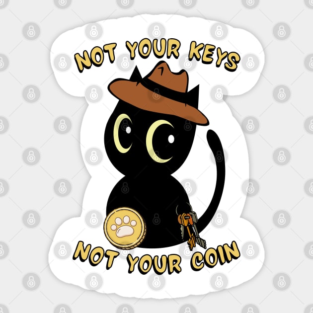 not your keys not your coin black cat Sticker by Pet Station